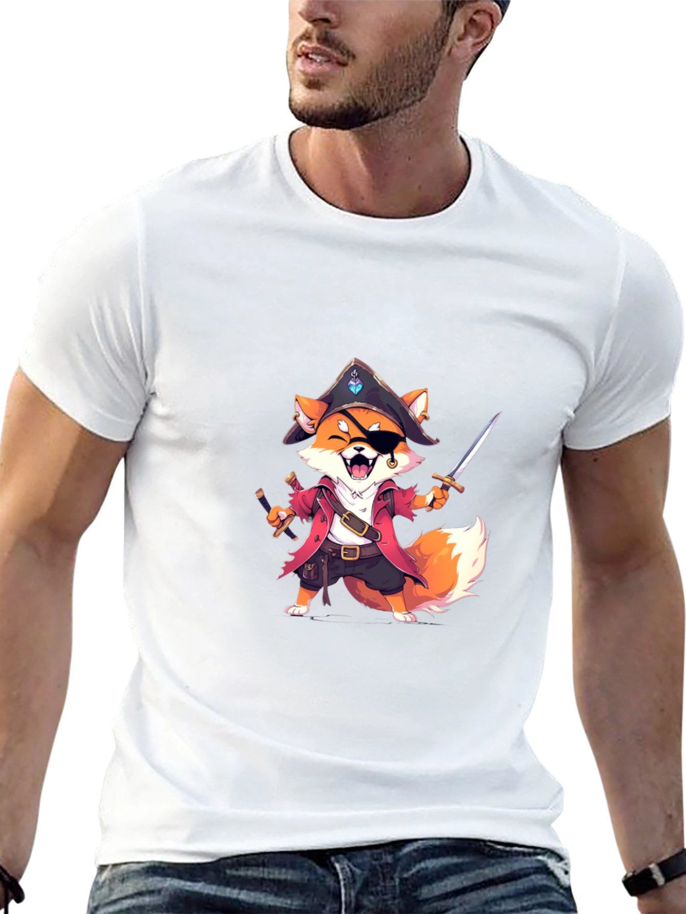 Pirate Fox Graphic Tee - Soft Cotton Blend