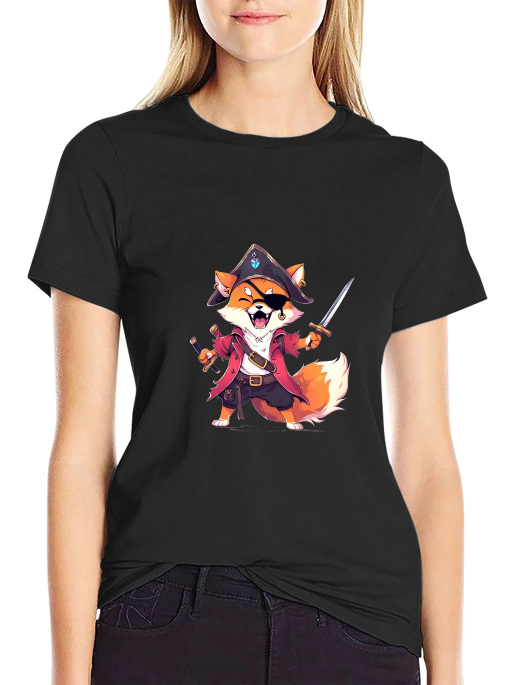 Pirate Fox Graphic Tee - Soft Cotton Blend