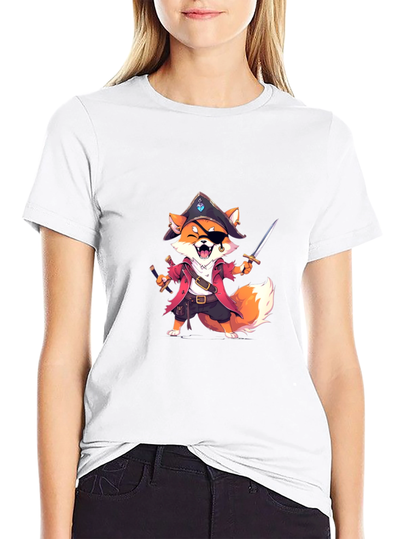 Pirate Fox Graphic Tee - Soft Cotton Blend