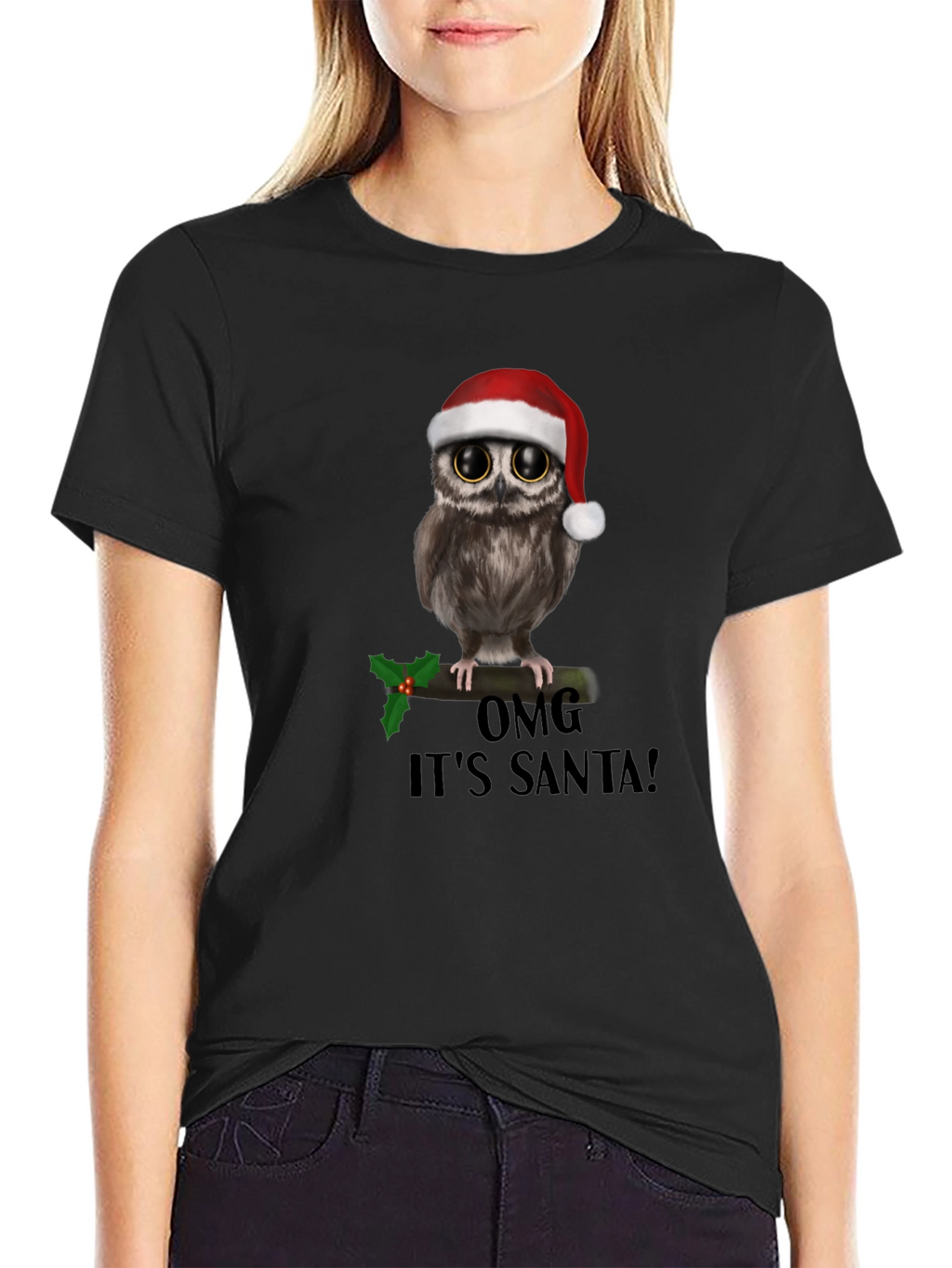 Christmas Owl T-Shirt: OMG Its Santa!