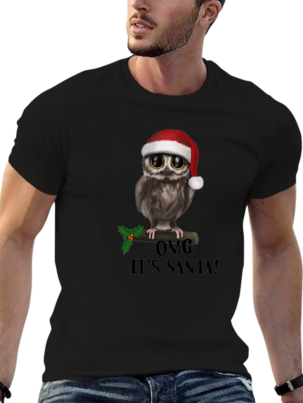 Christmas Owl T-Shirt: OMG Its Santa!