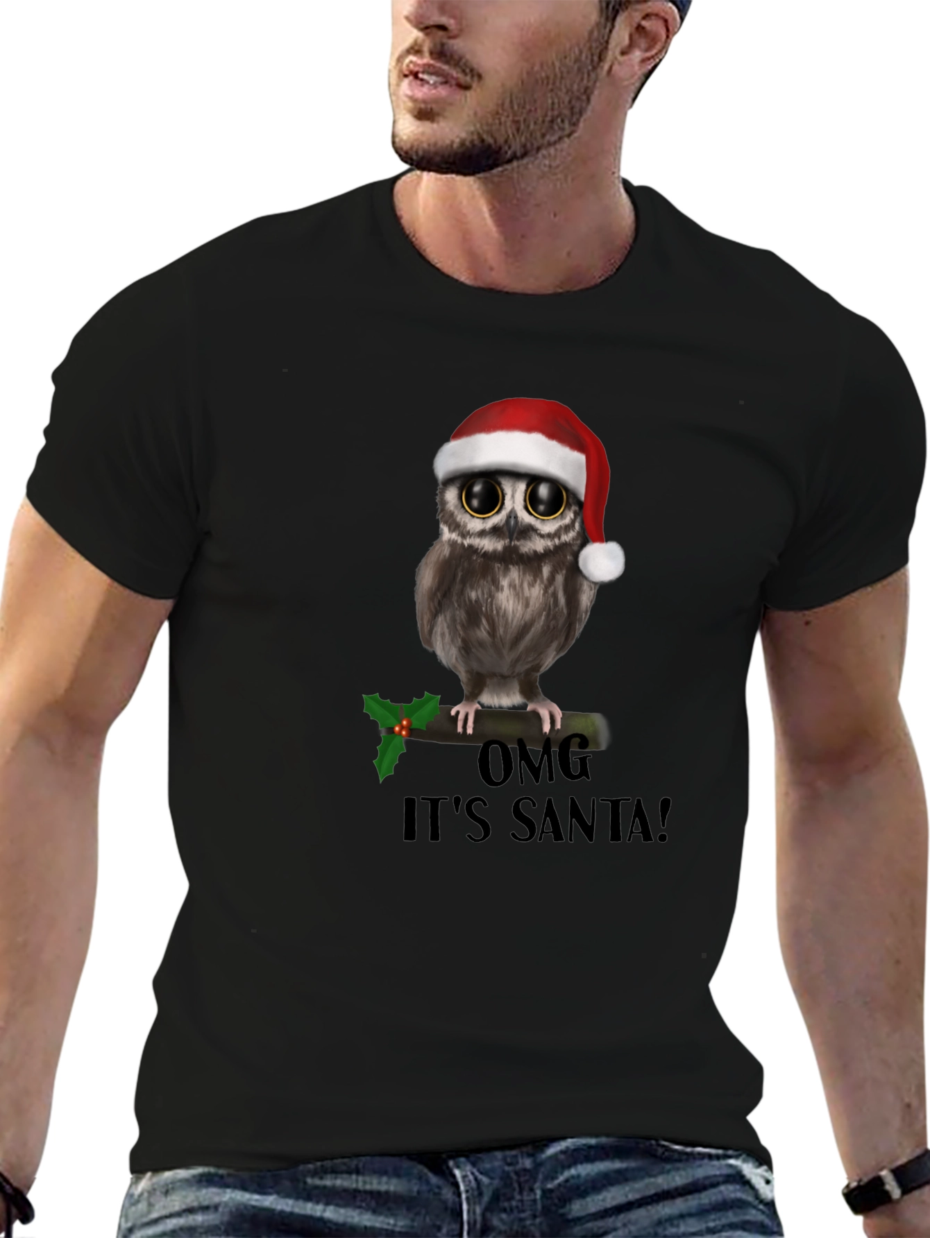 Christmas Owl T-Shirt: OMG Its Santa!