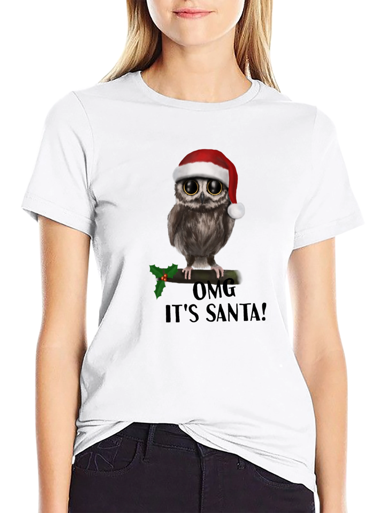 Christmas Owl T-Shirt: OMG Its Santa!