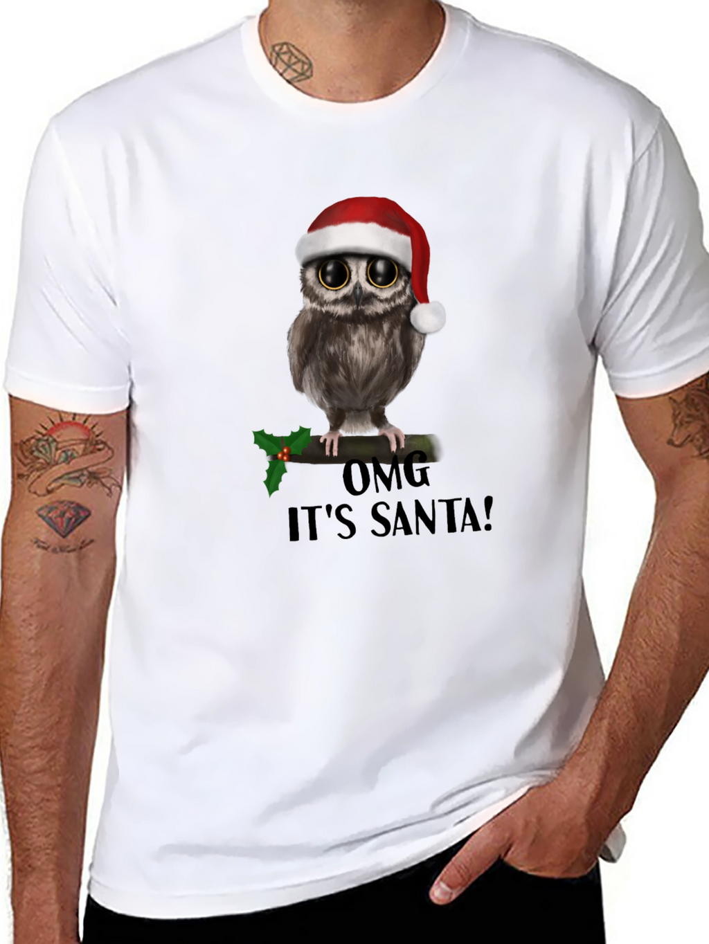 Christmas Owl T-Shirt: OMG Its Santa!