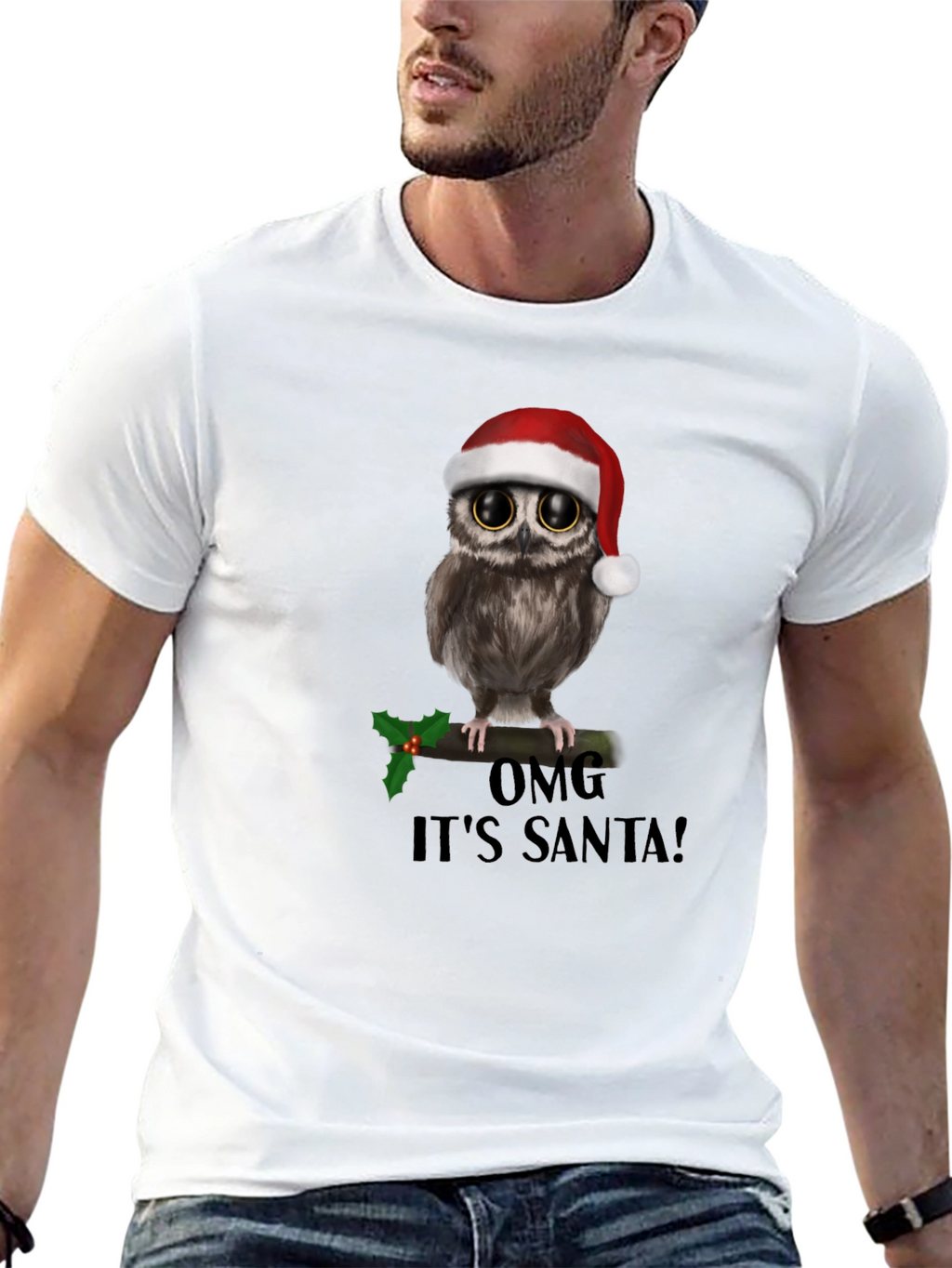Christmas Owl T-Shirt: OMG Its Santa!