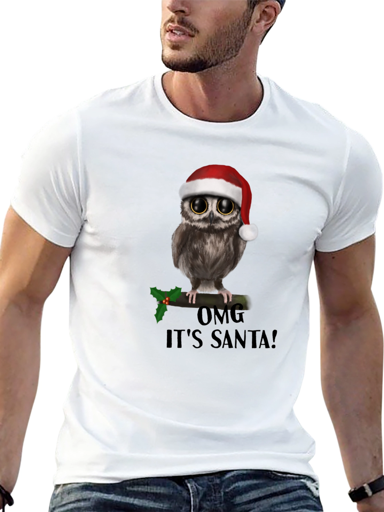 Christmas Owl T-Shirt: OMG Its Santa!