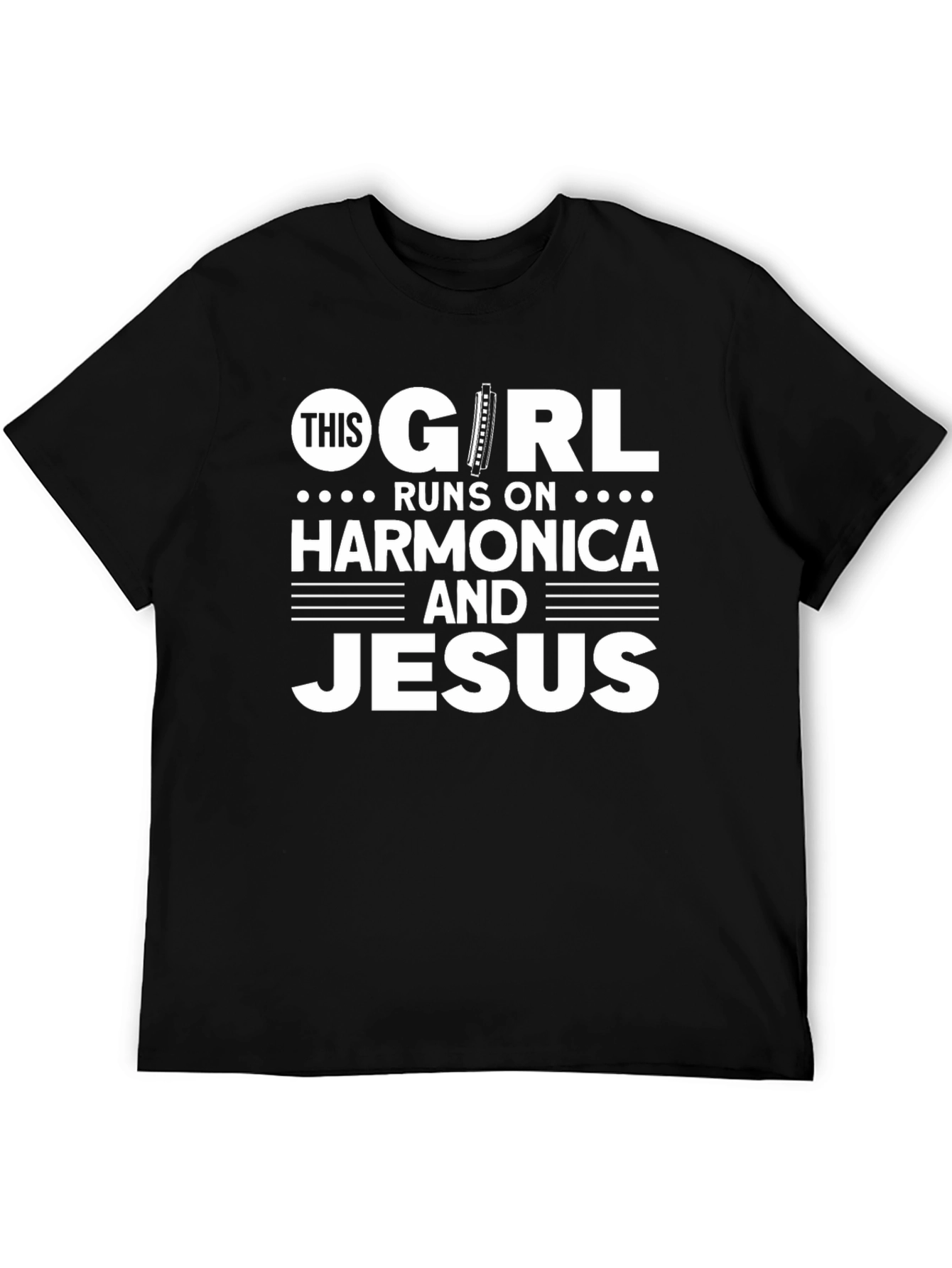 This Girl Runs On Harmonica and Jesus Black Tee
