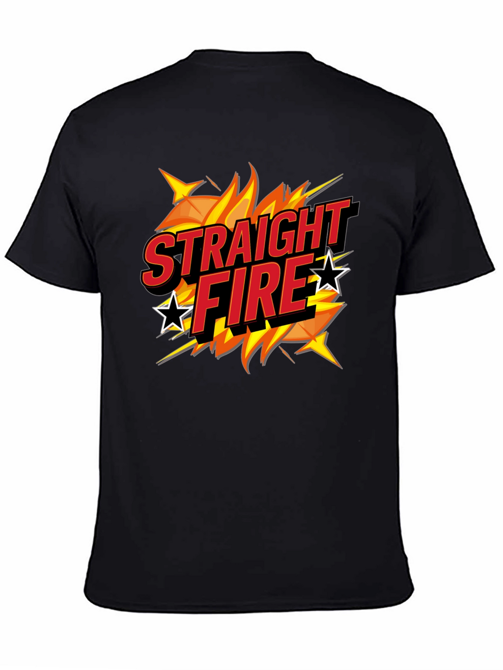 Straight Fire Graphic Print Black T-Shirt