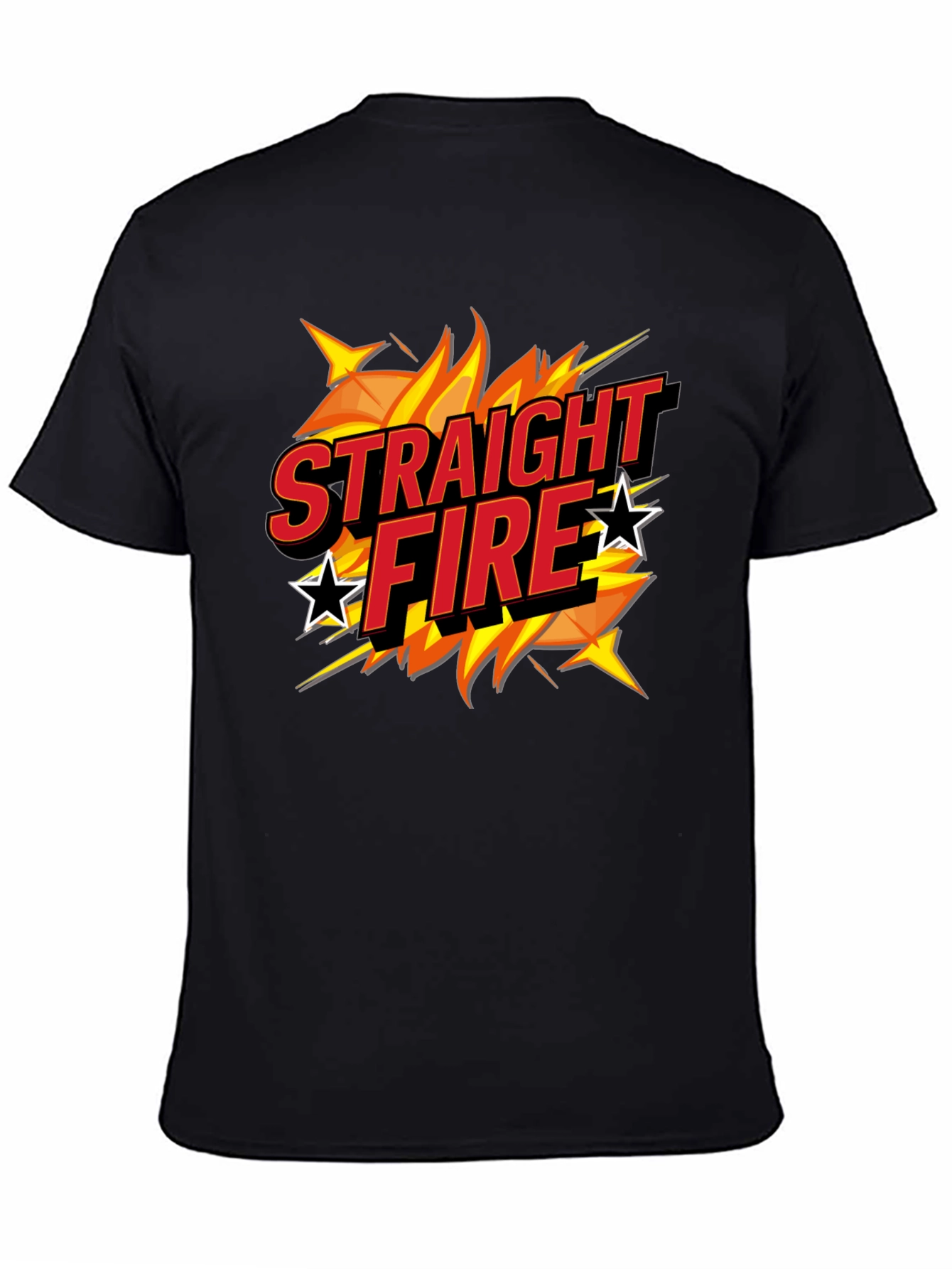 Straight Fire Graphic Print Black T-Shirt
