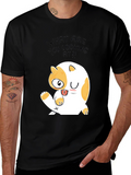 Funny Cat Graphic Mens Black T-Shirt