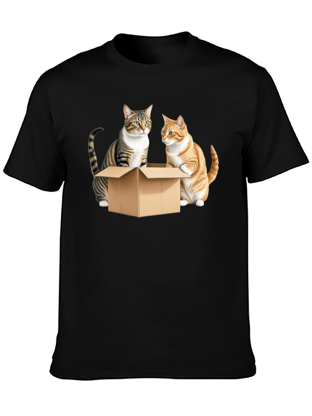 Cats in a Box Graphic Tee - Black Cotton