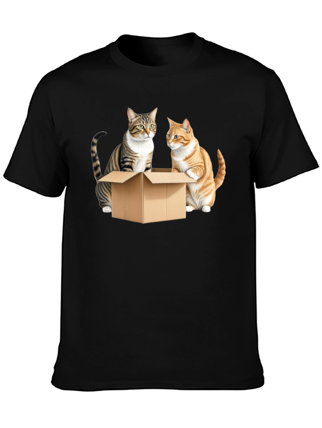 Cats in a Box Graphic Tee - Black Cotton