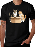 Cats in a Box Graphic Tee - Black Cotton