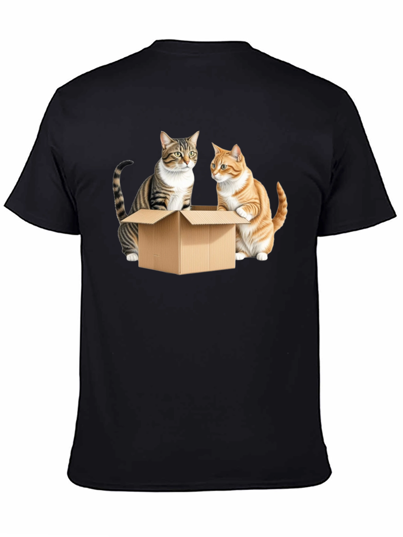 Cats in a Box Graphic Tee - Black Cotton
