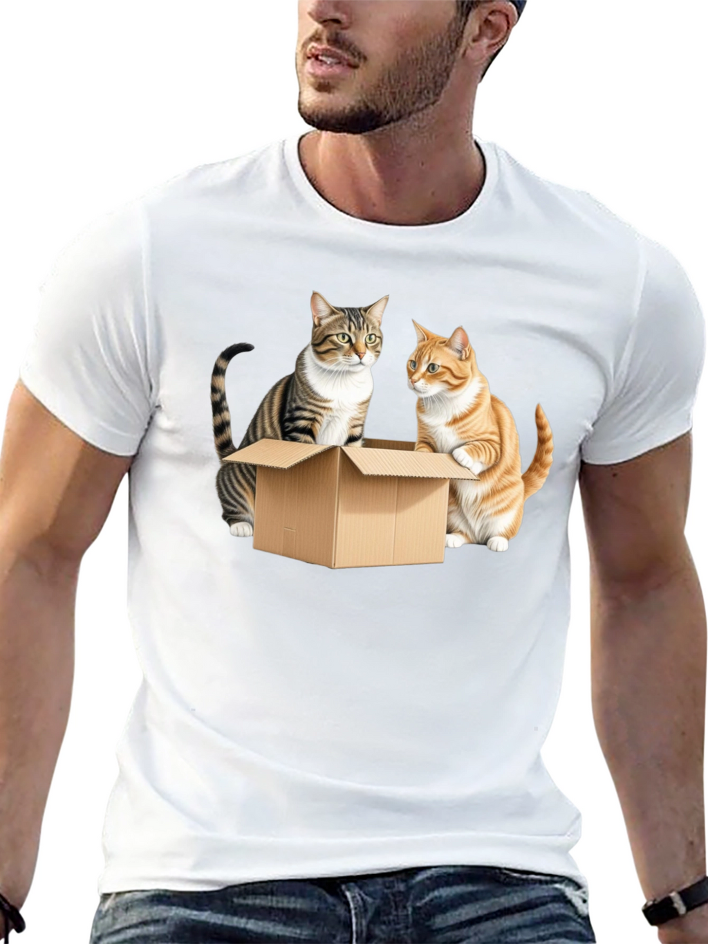 Cats in a Box Graphic Tee - Black Cotton