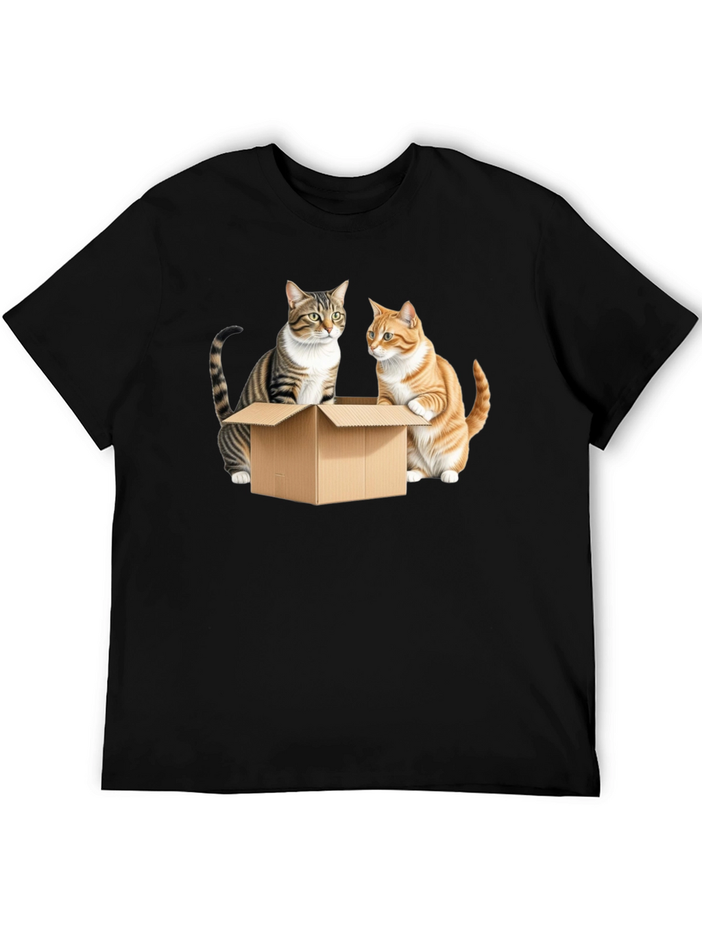 Cats in a Box Graphic Tee - Black Cotton