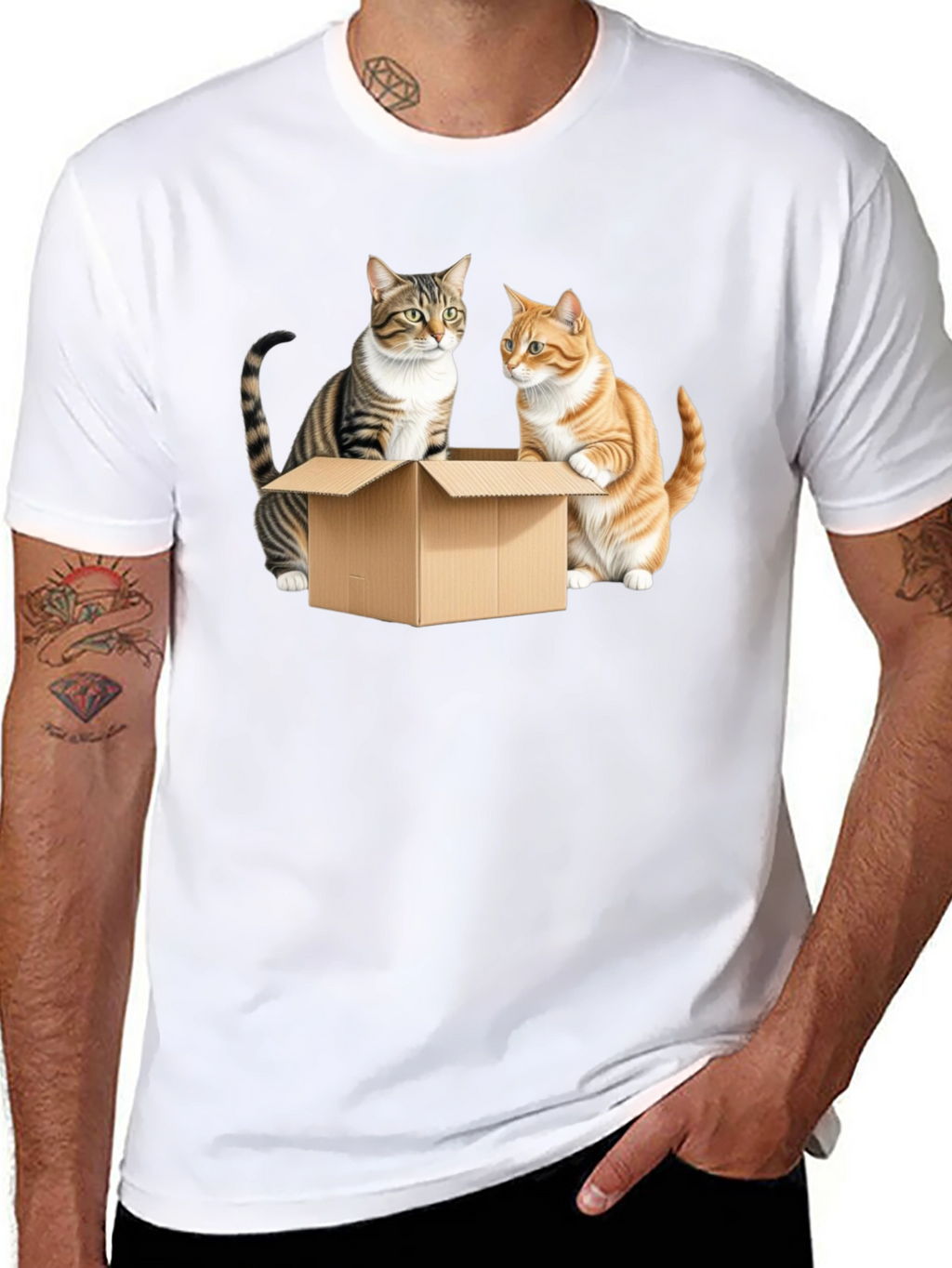 Cats in a Box Graphic Tee - Black Cotton