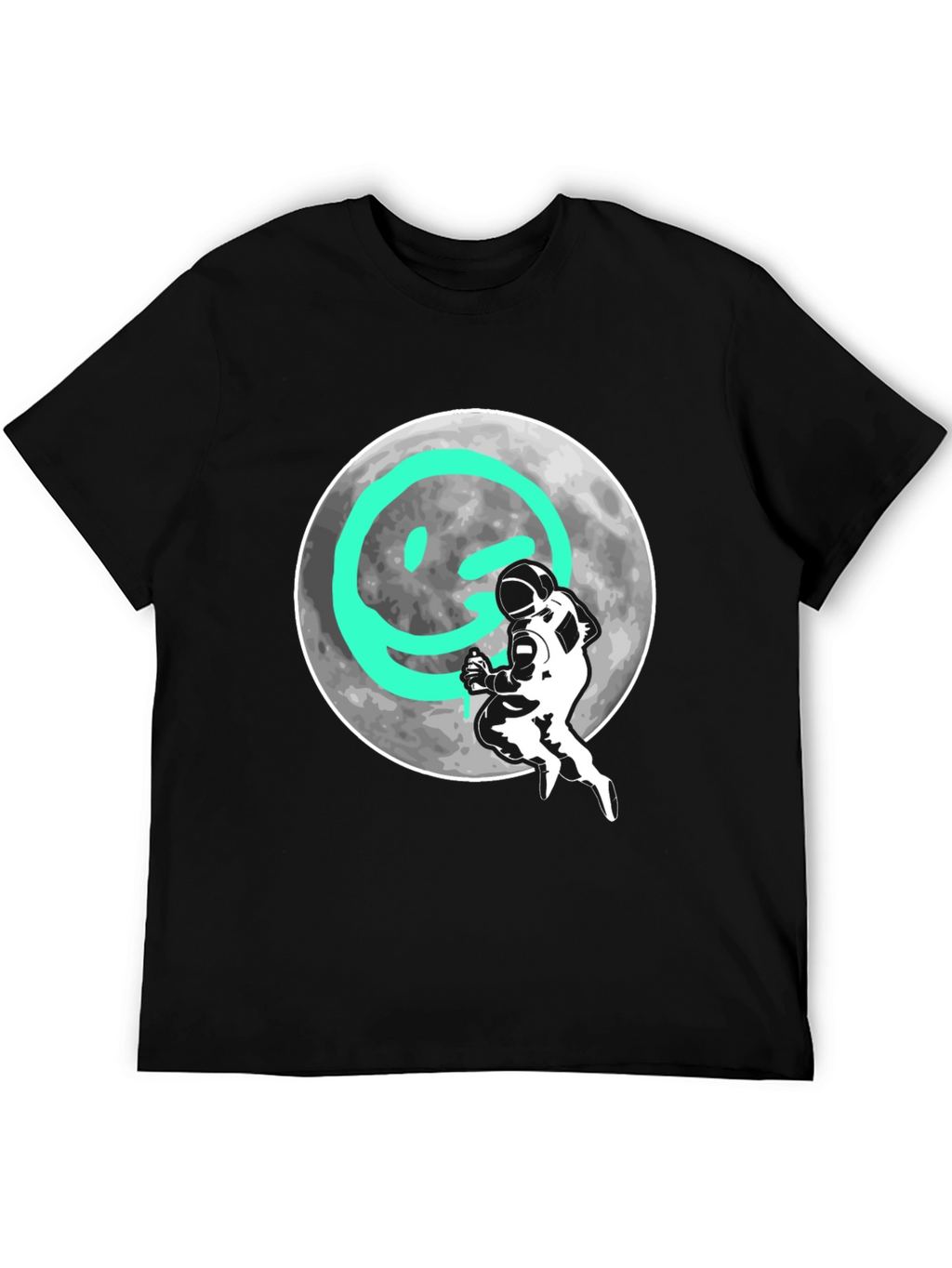 Astronaut Moon Graphic Tee - Trendy Black T-Shirt