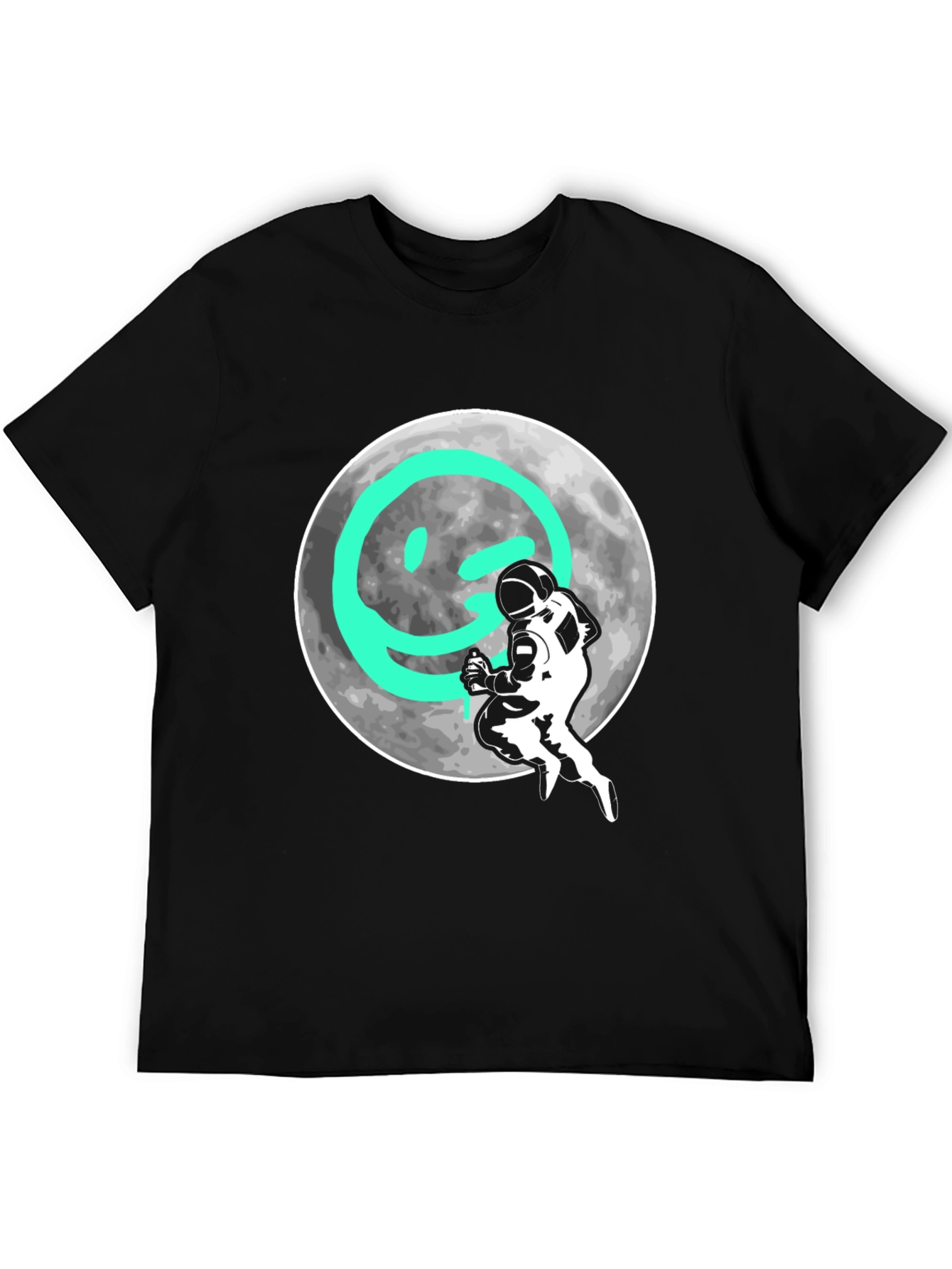 Astronaut Moon Graphic Tee - Trendy Black T-Shirt
