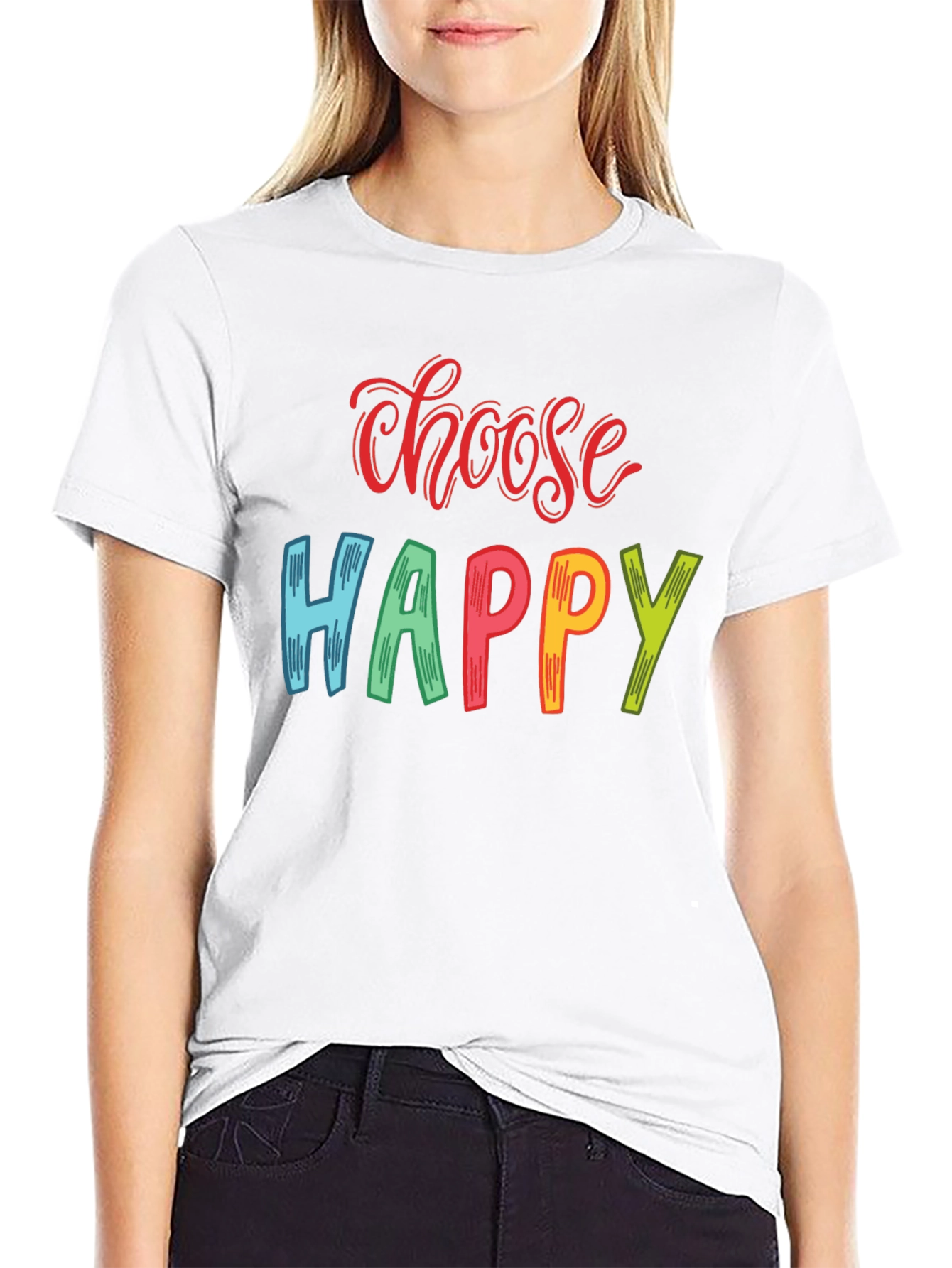 Choose Happy Graphic Tee - Positive Vibes Shirt