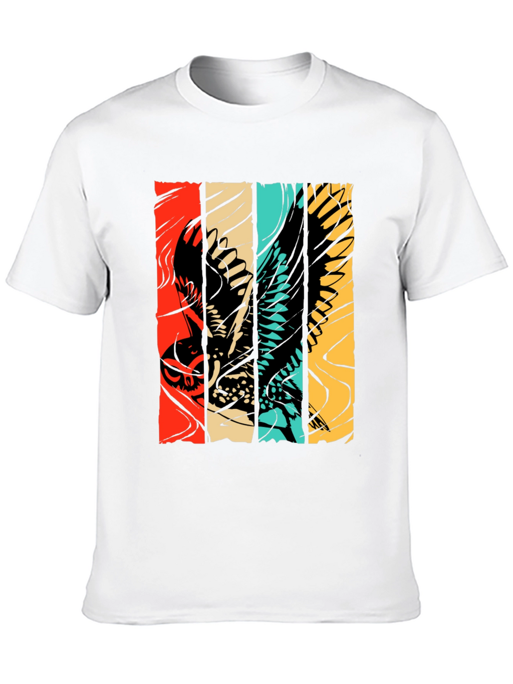 Retro Owl Graphic Tee - Stylish Bird Print Shirt