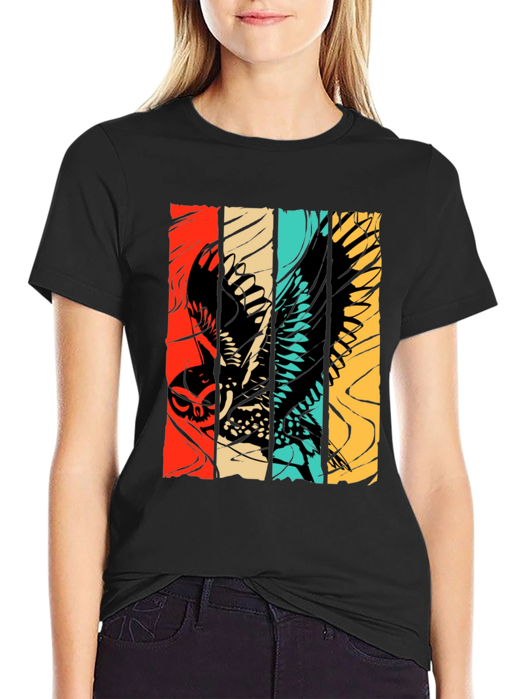 Retro Owl Graphic Tee - Stylish Bird Print Shirt