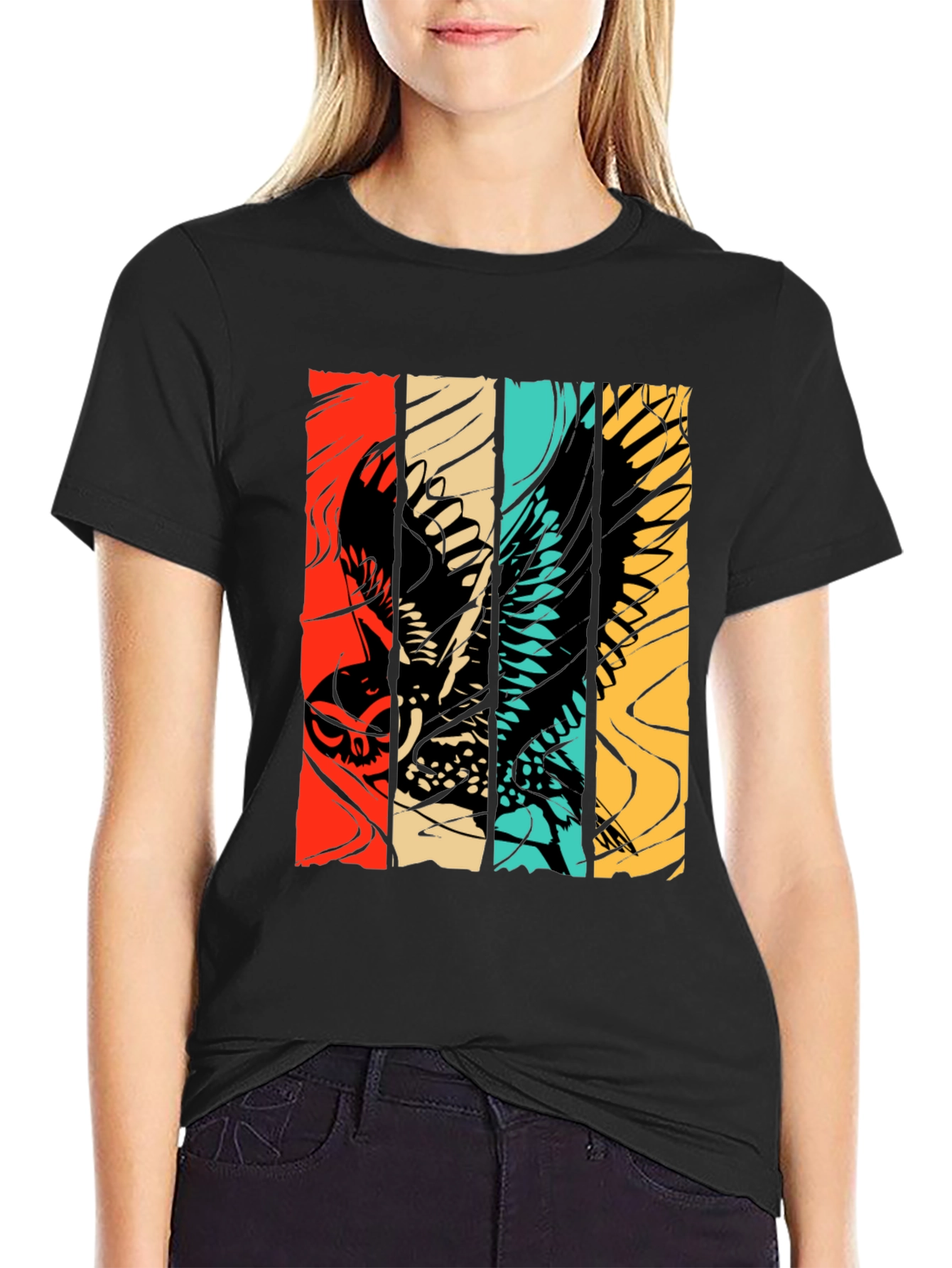 Retro Owl Graphic Tee - Stylish Bird Print Shirt