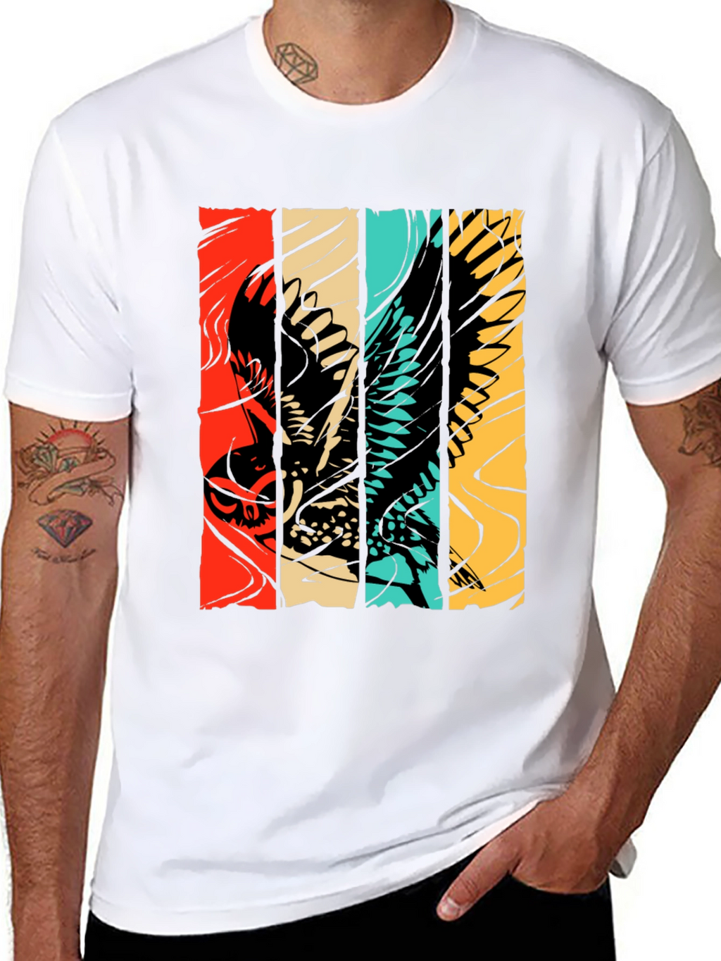 Retro Owl Graphic Tee - Stylish Bird Print Shirt