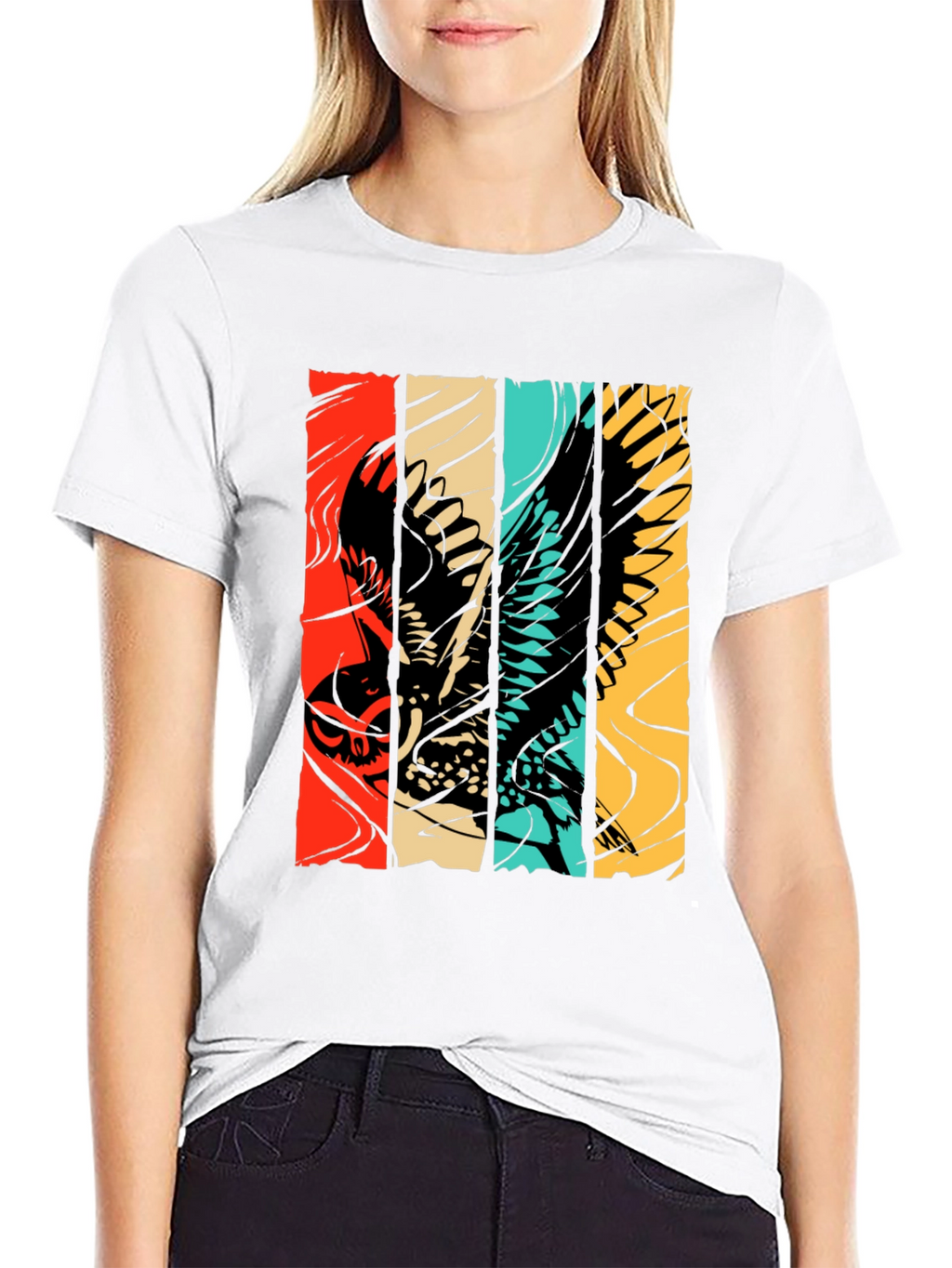 Retro Owl Graphic Tee - Stylish Bird Print Shirt