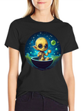 Cute Alien Drinking Coffee T-Shirt