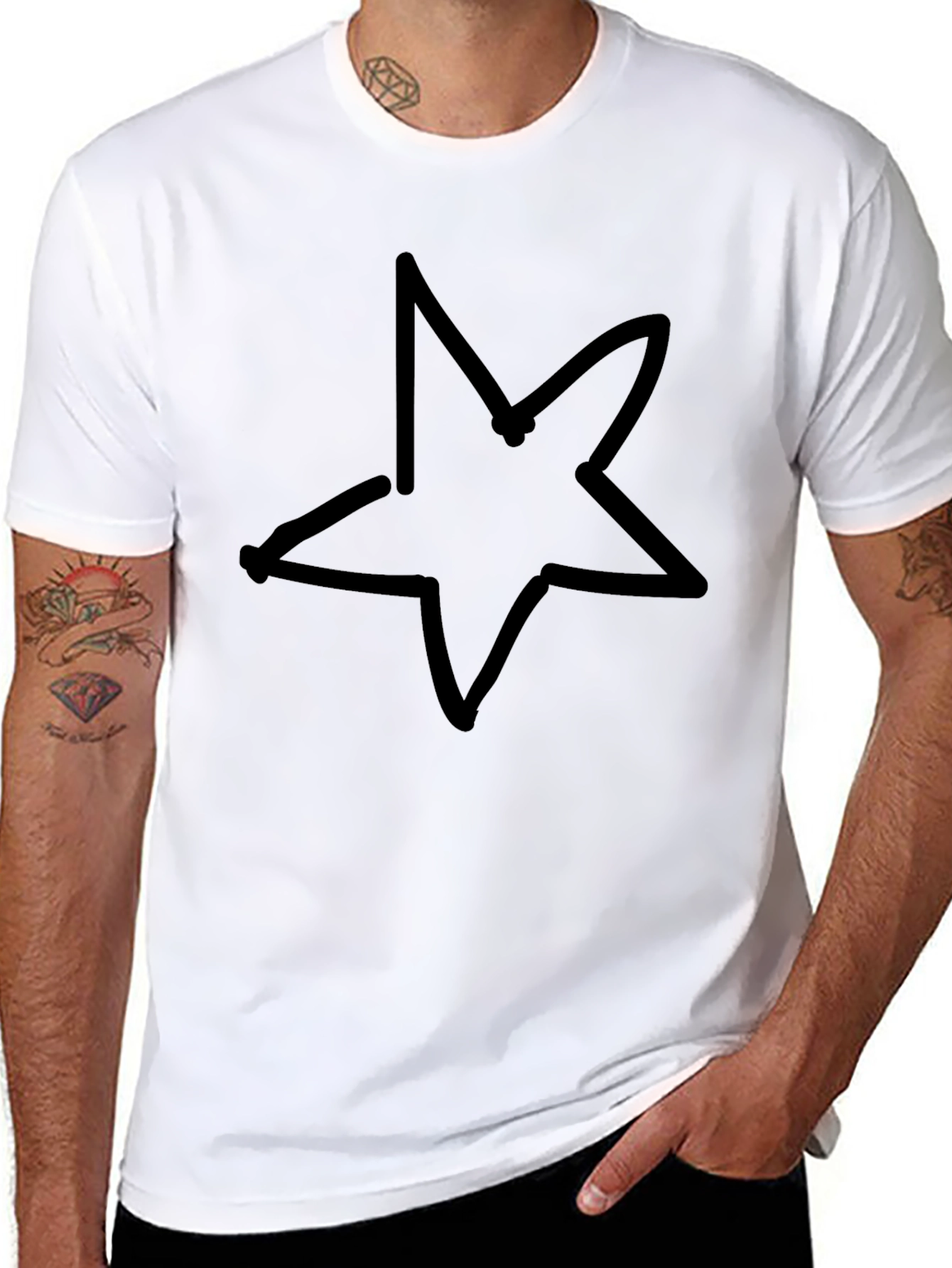 Black Star Graphic T-Shirt - Casual Style