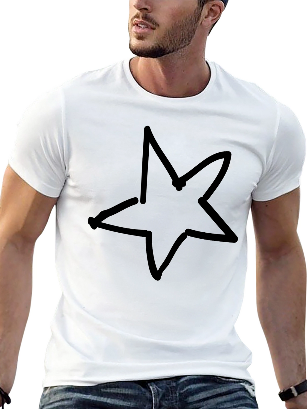 Black Star Graphic T-Shirt - Casual Style
