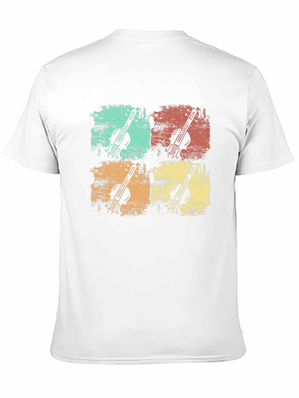 Retro Violin Graphic Print Mens Black T-Shirt