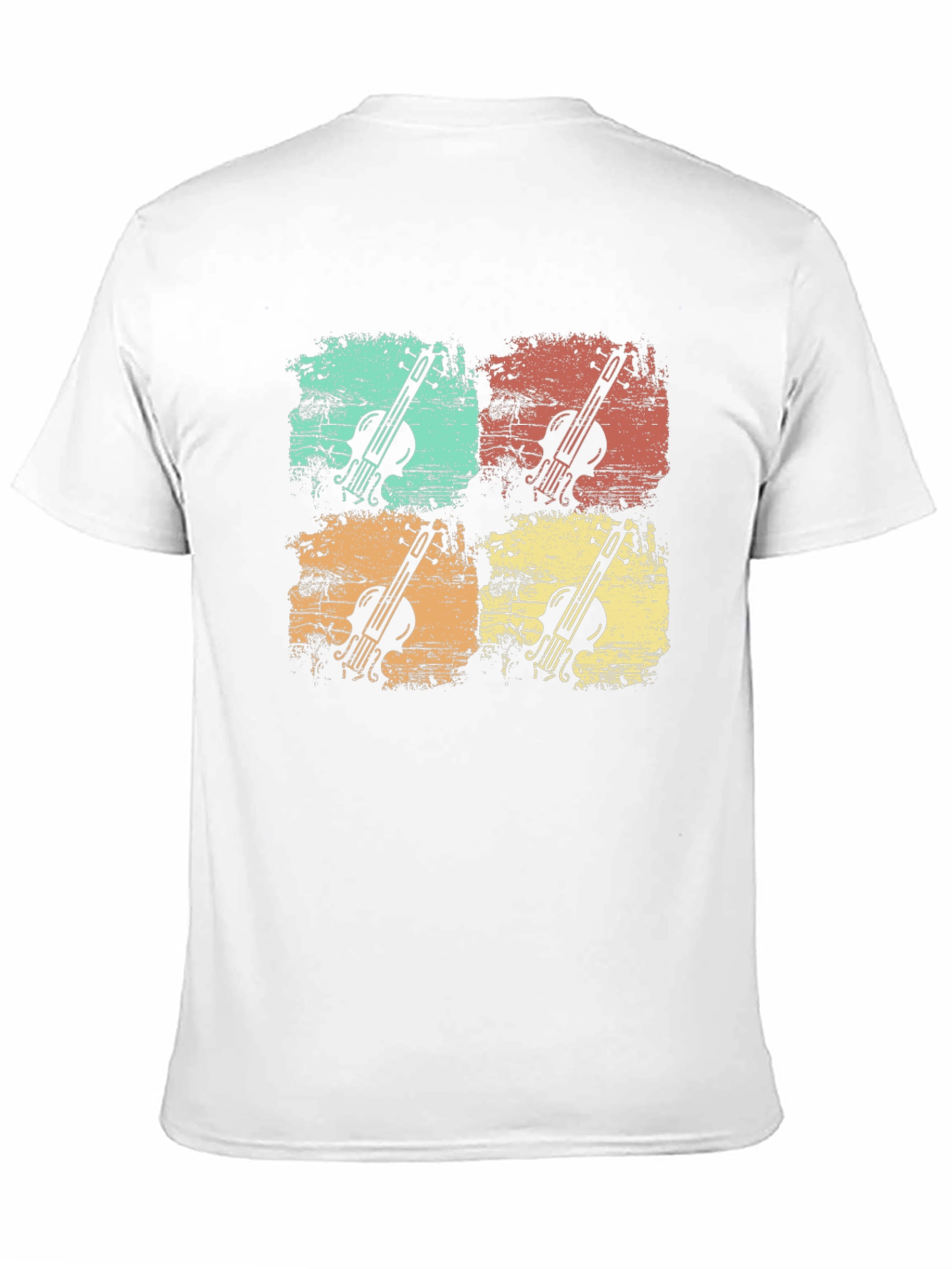 Retro Violin Graphic Print Mens Black T-Shirt