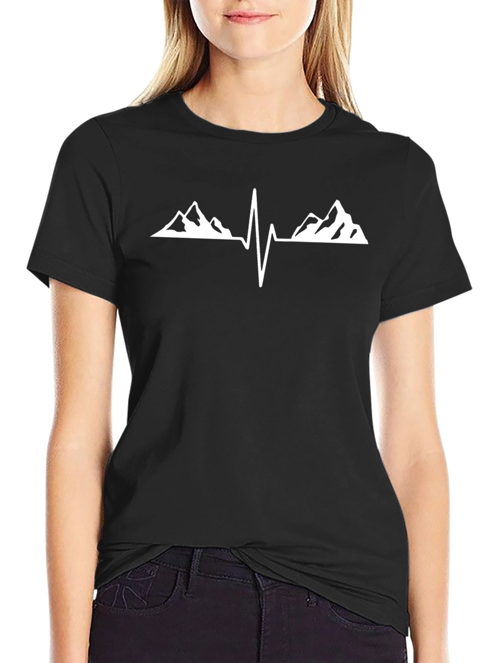 Mountain Heartbeat Black Tee - Adventure Ready!