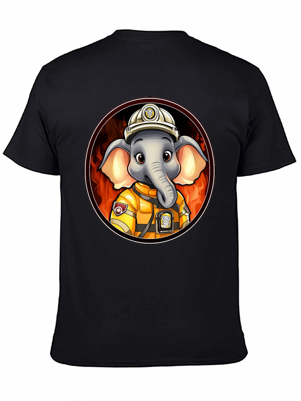 Elephant Firefighter T-Shirt - Cartoon Animal Tee