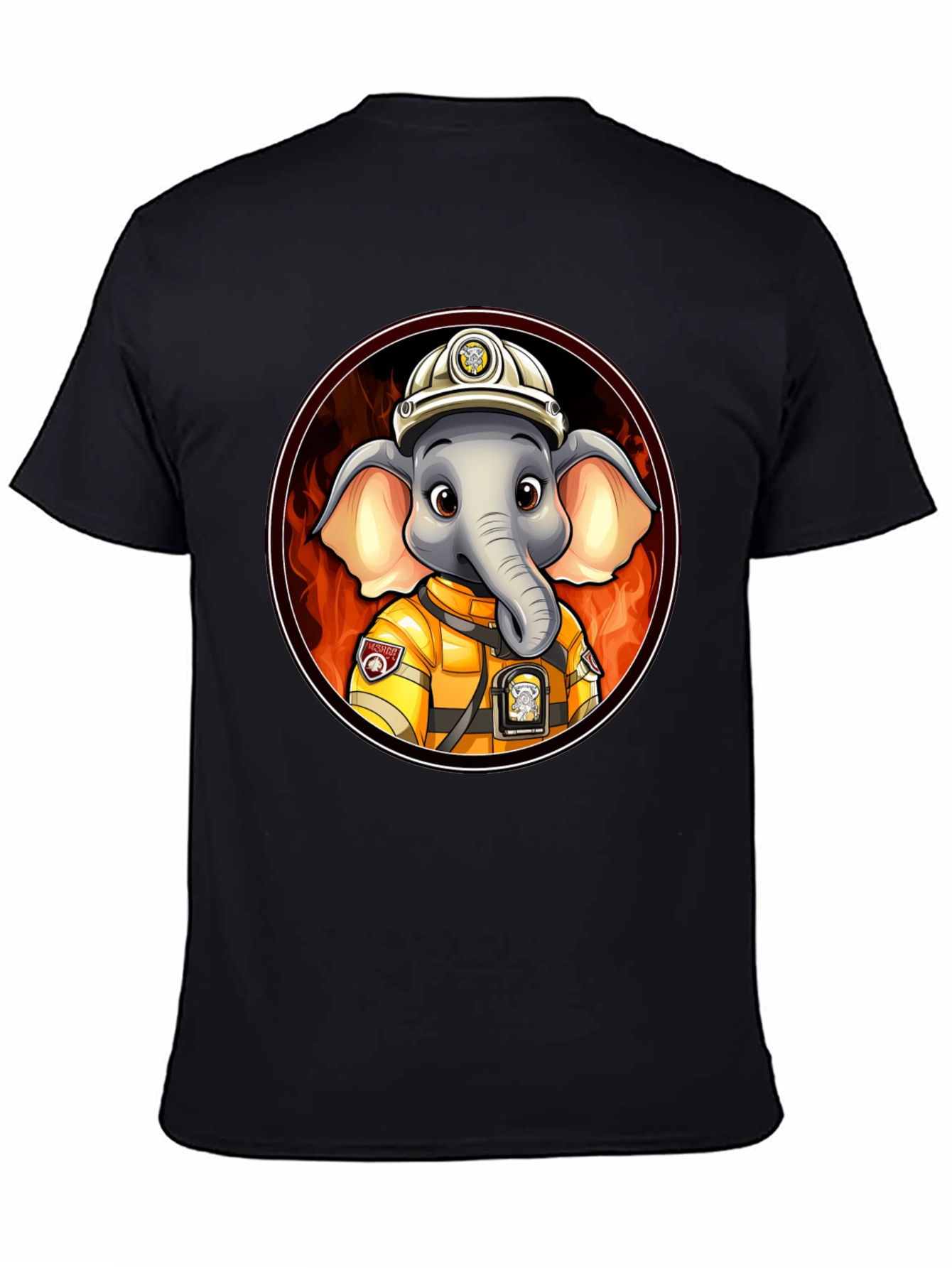 Elephant Firefighter T-Shirt - Cartoon Animal Tee