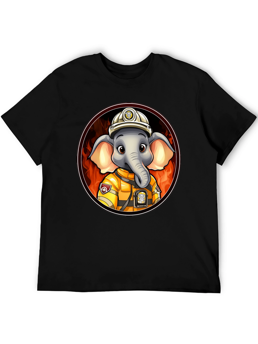 Elephant Firefighter T-Shirt - Cartoon Animal Tee