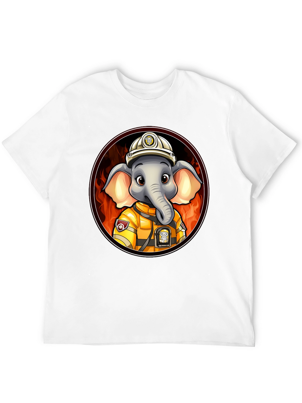 Elephant Firefighter T-Shirt - Cartoon Animal Tee