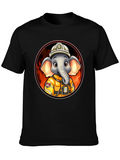 Elephant Firefighter T-Shirt - Cartoon Animal Tee