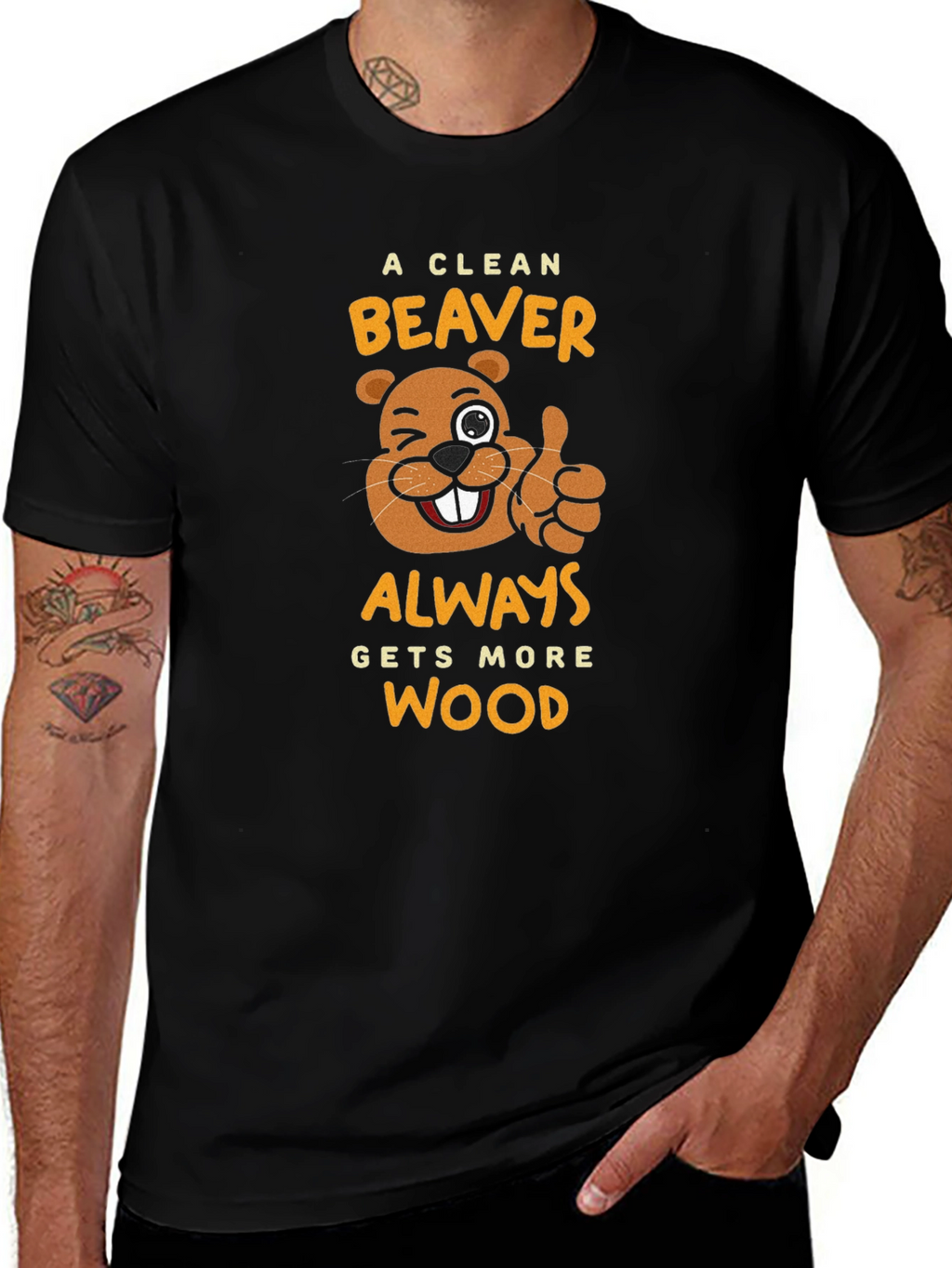 A Clean Beaver Gets More Wood Black T-Shirt