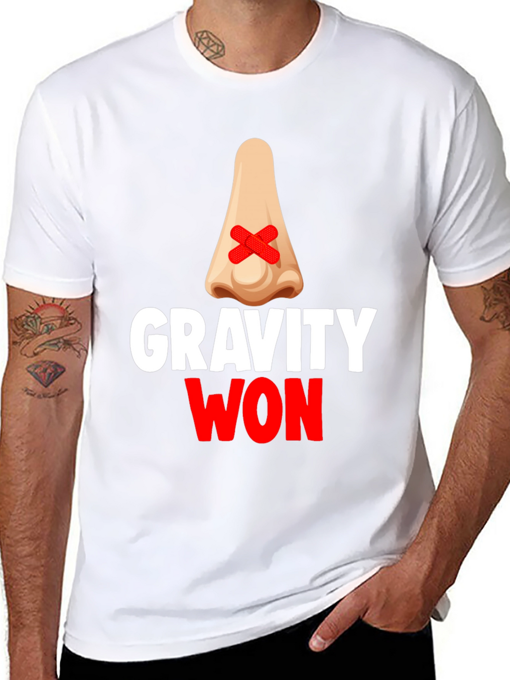 Gravity Won Funny Broken Nose T-Shirt