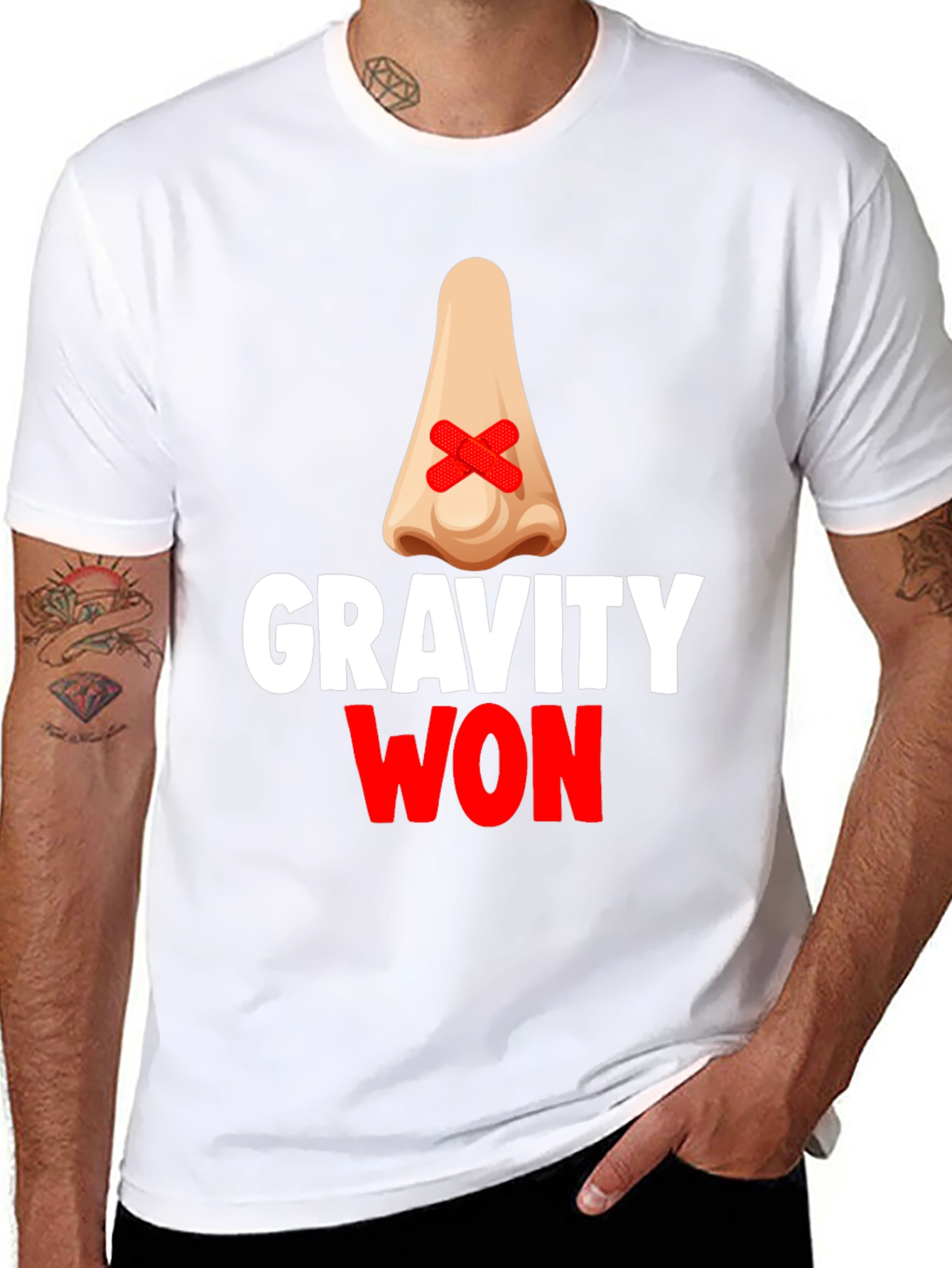 Gravity Won Funny Broken Nose T-Shirt