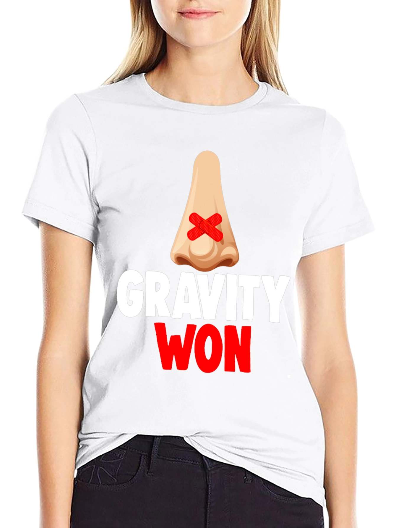 Gravity Won Funny Broken Nose T-Shirt