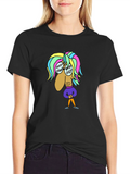Cartoon Character Graphic Black Tee