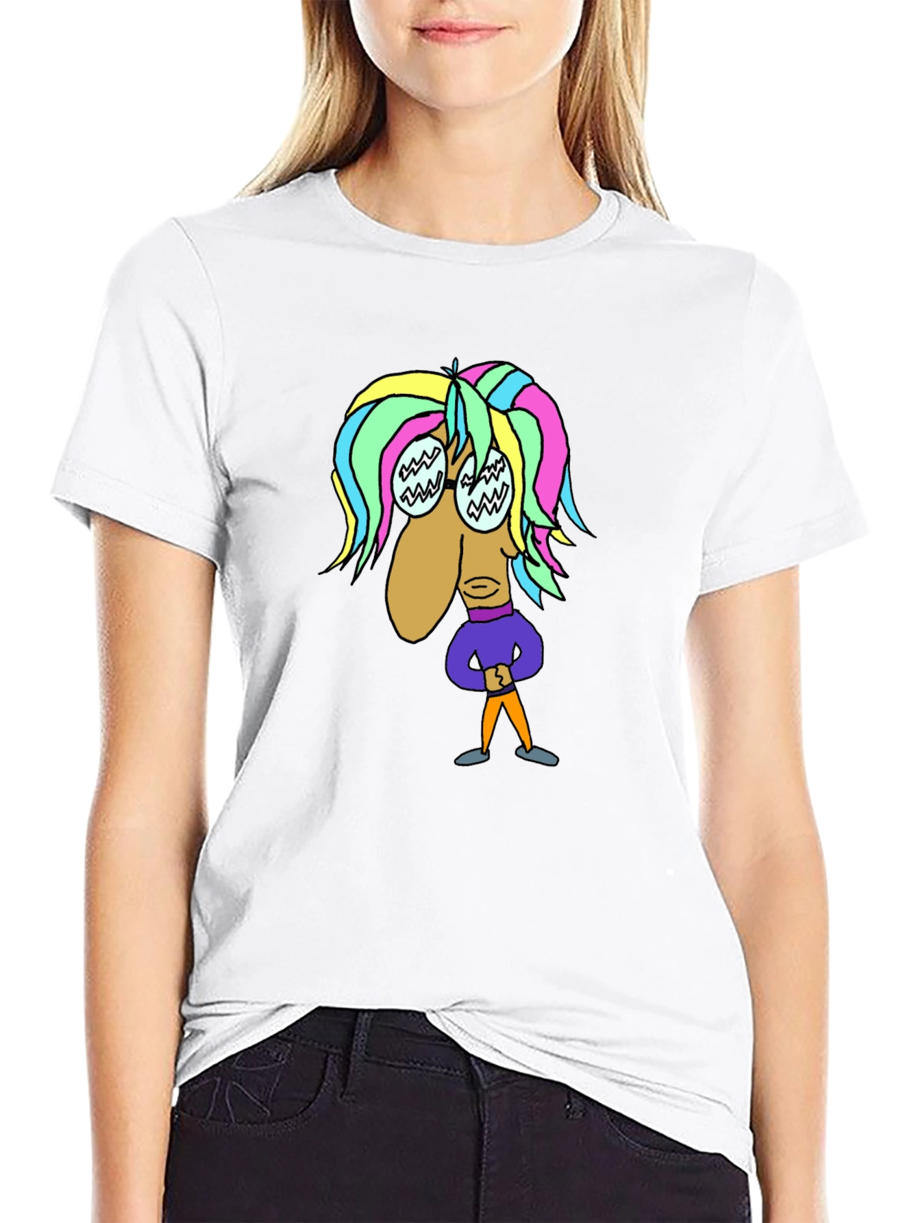 Cartoon Character Graphic Black Tee