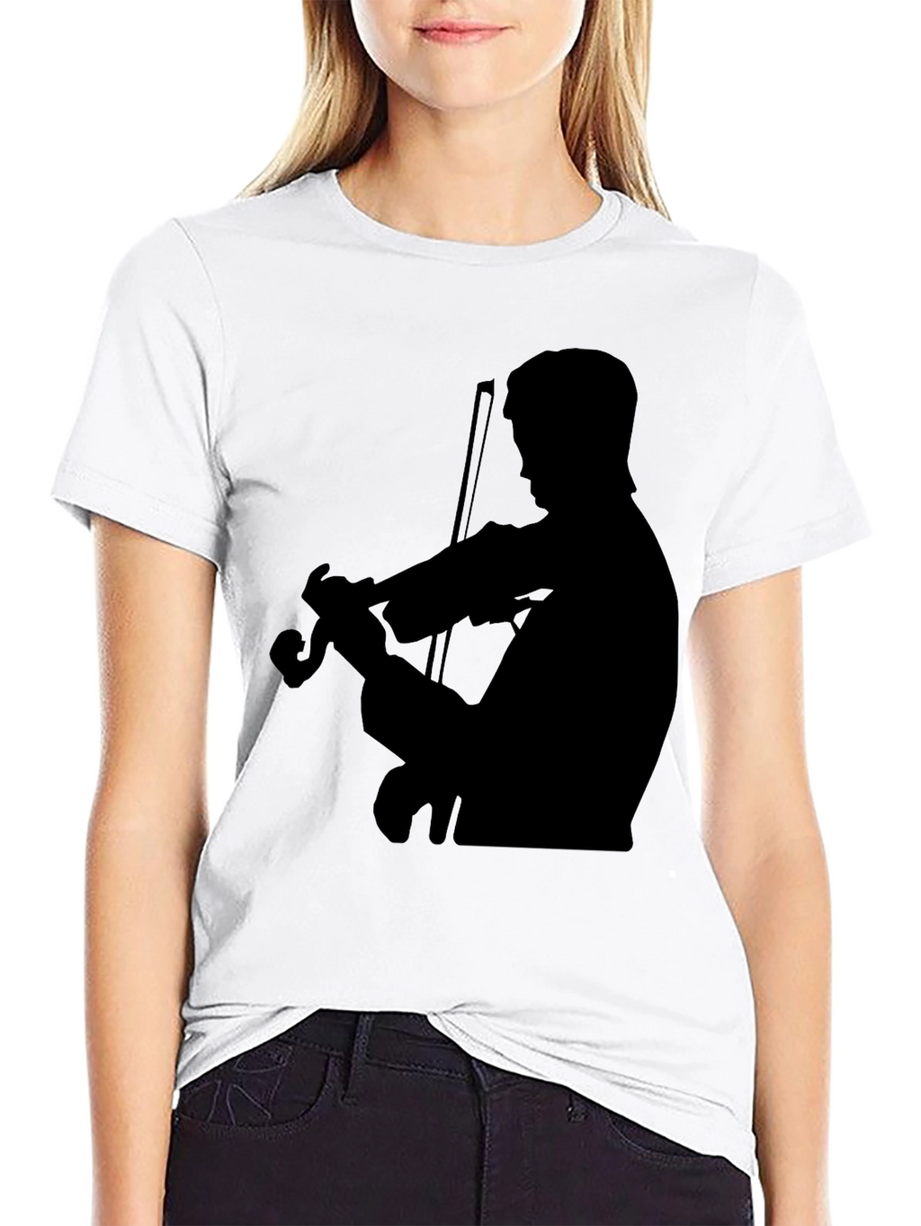 Violinist Silhouette Graphic Tee - Classic Black T-Shirt