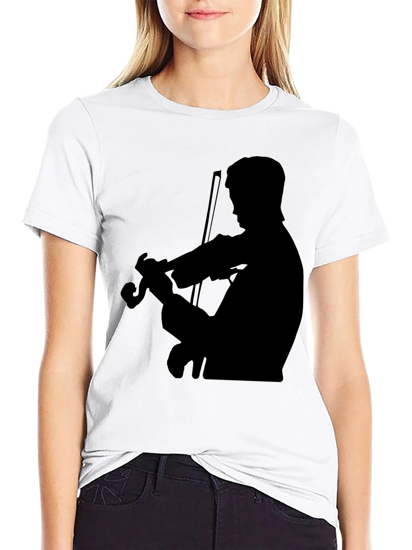 Violinist Silhouette Graphic Tee - Classic Black T-Shirt