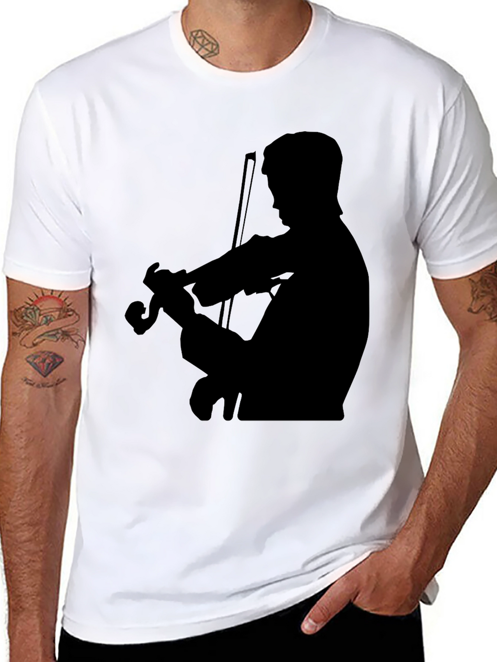 Violinist Silhouette Graphic Tee - Classic Black T-Shirt