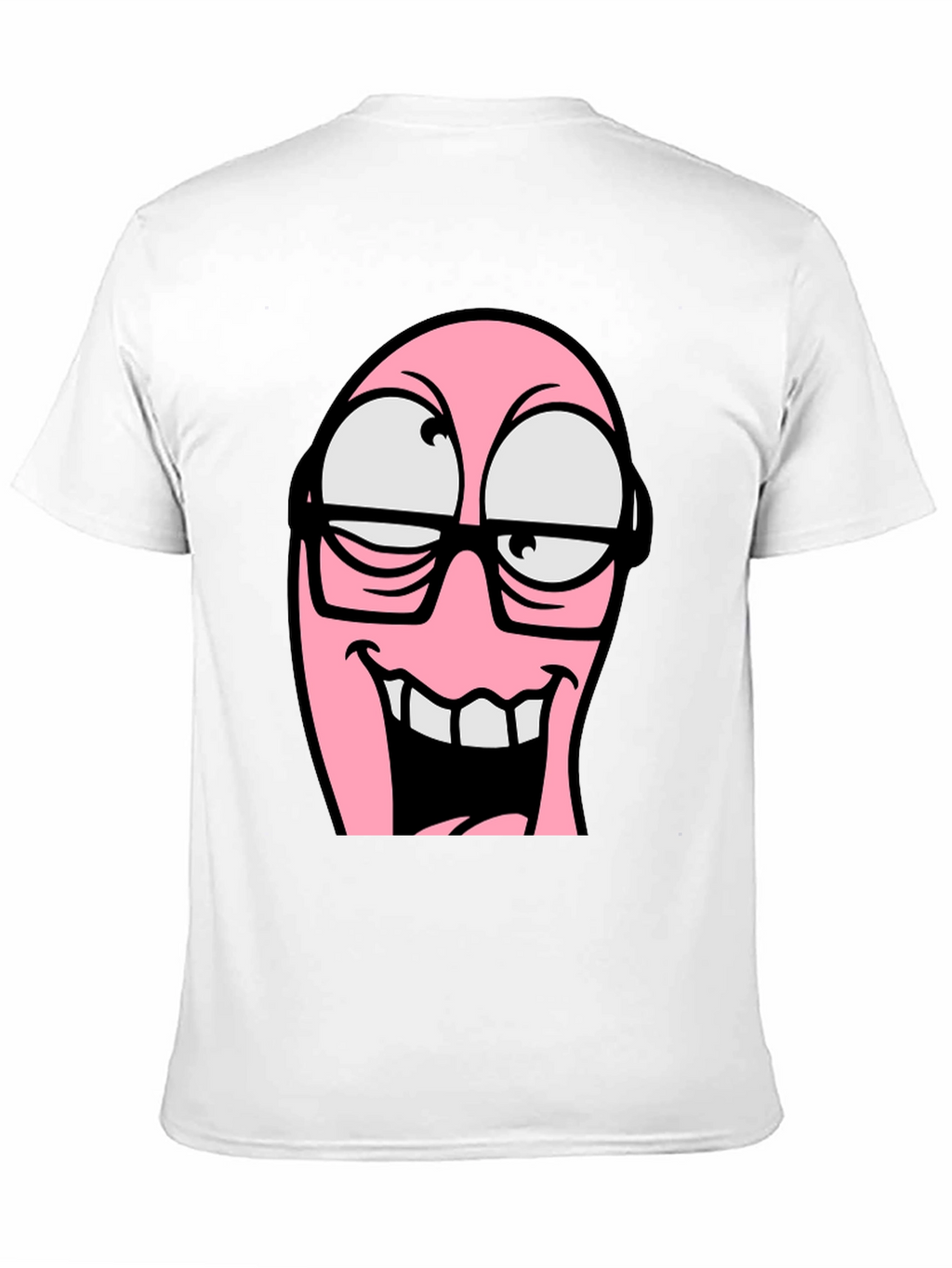 Cartoon Pink Nerd Face Graphic T-Shirt